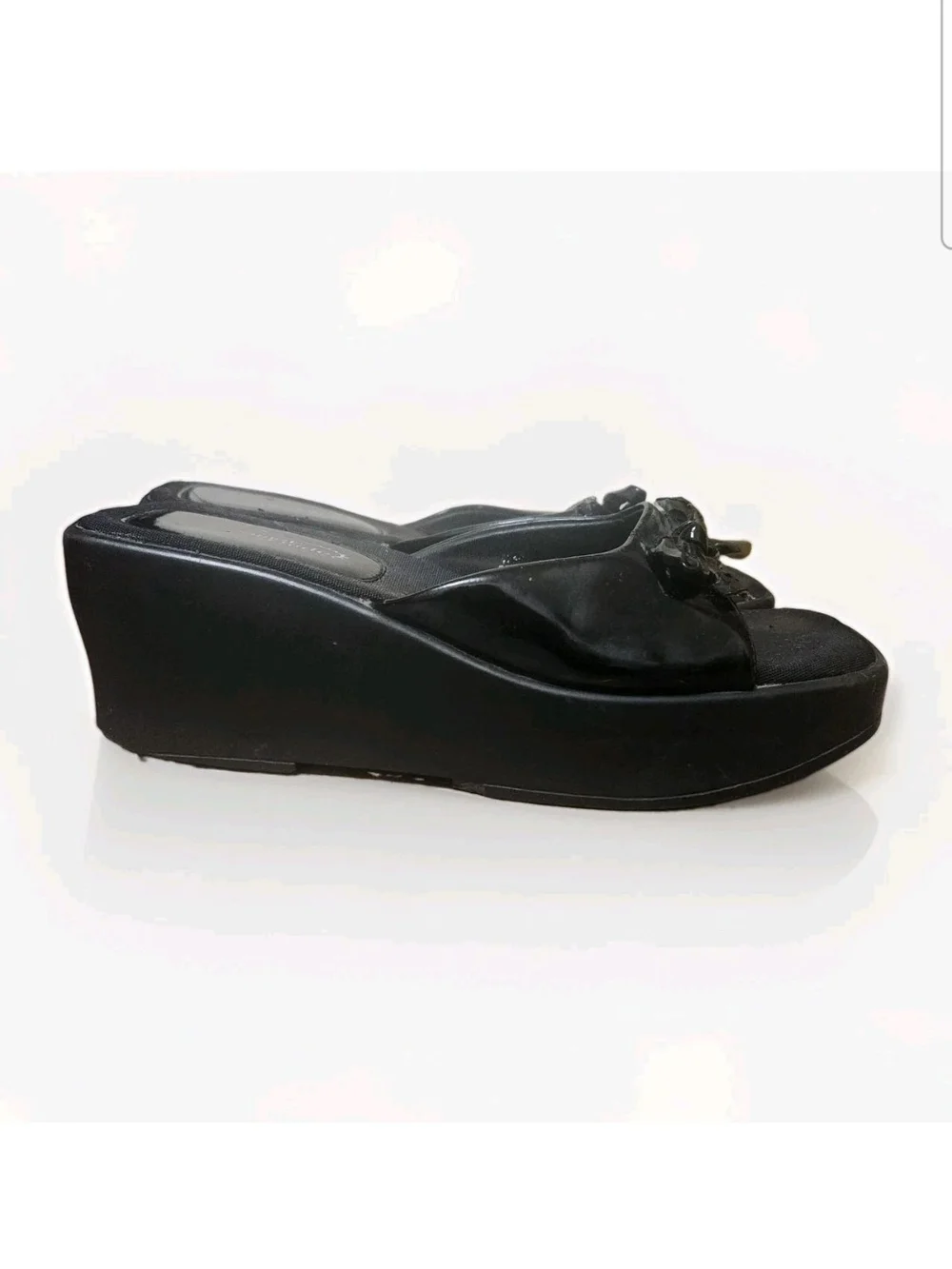 VTG 90s Y2K Lower East Side Slide Sandals 5.5 Bow Wedge Platform Chunky RARE